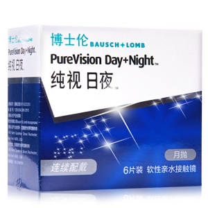 博士倫純視日夜型硅水凝膠月拋隱形眼鏡6片