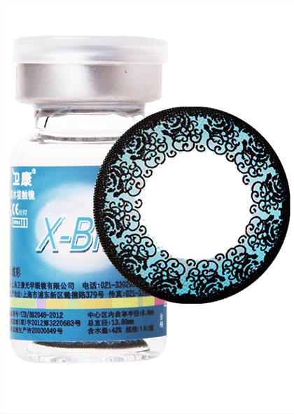 卫康x-blue美瞳隐形眼镜年抛1片-玫瑰蓝