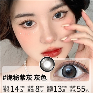 新品艾樂視美瞳日拋10片直徑14.5大直徑灰色隱形眼鏡-詭秘紫灰
