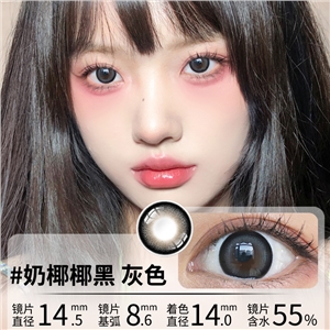 新品艾樂視美瞳日拋10片直徑14.5大直徑黑灰色隱形眼鏡-椰椰奶黑灰